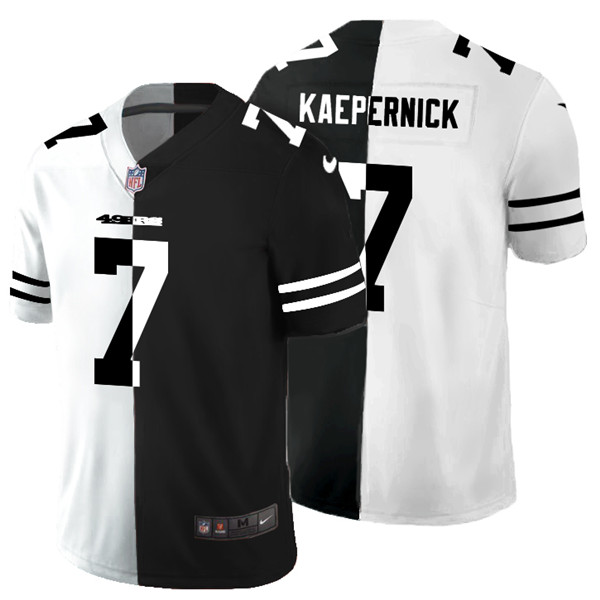 Men's San Francisco 49ers #7 Colin Kaepernick Black & White Split Limited Stitched Jersey